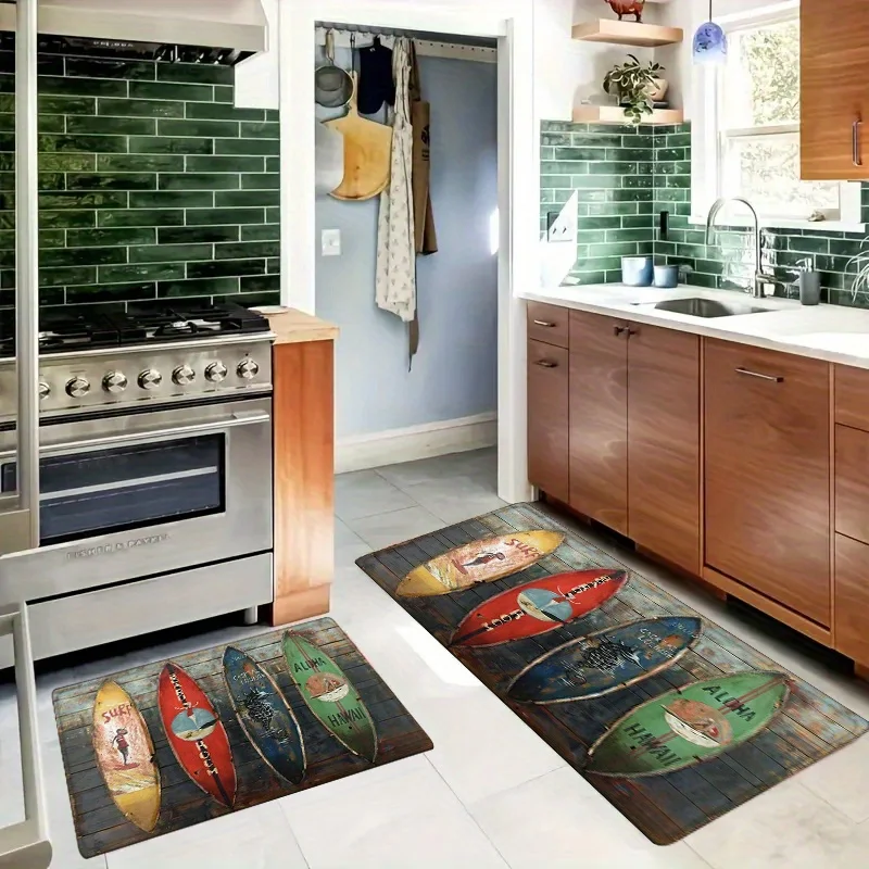 Surfboard Pattern Kitchen Hallway Runner Carpet Mat Tropical Beach Style Home Decoration Rug Laundry Room Entryway Floor Mats