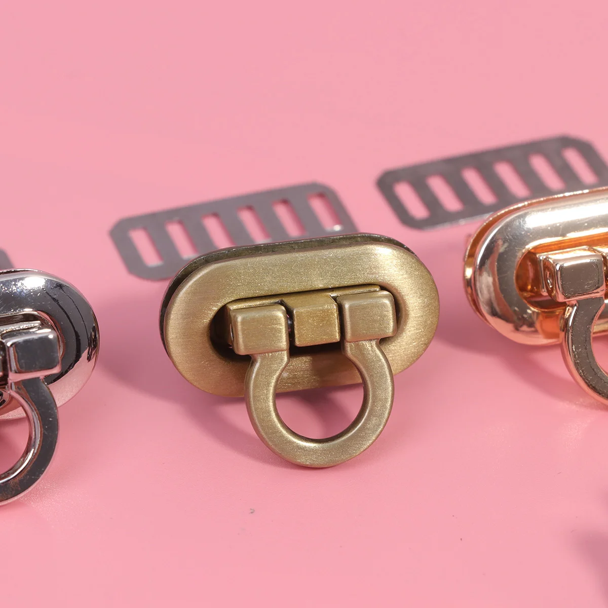 4 serrature pratiche, serrature in metallo, chiusura per borse, accessori per borse (oro chiaro, nero, argento, oro rosa)