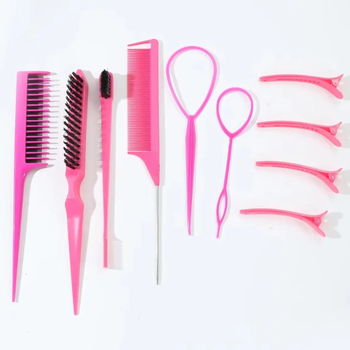 10 piece styling comb set teasing comb triple teasing comb mouse tail comb edge brushing hair tail tool weaving tool ring image 5