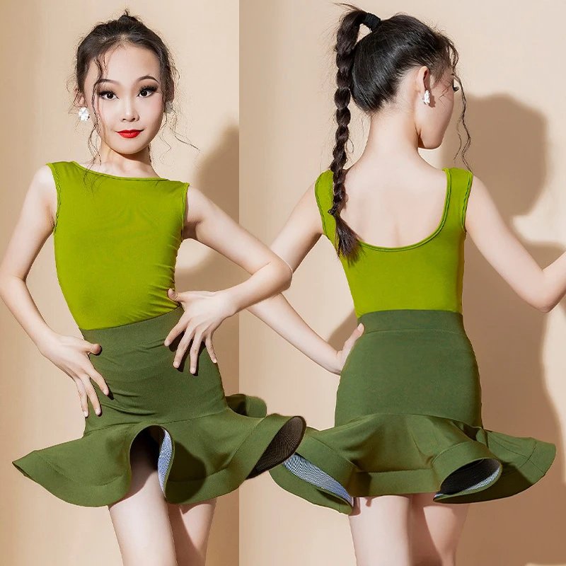 

Летние модные костюмы для латинских танцев, новые профессиональные костюмы для выступлений для девочек и детей, высококачественный и модный комплект платья