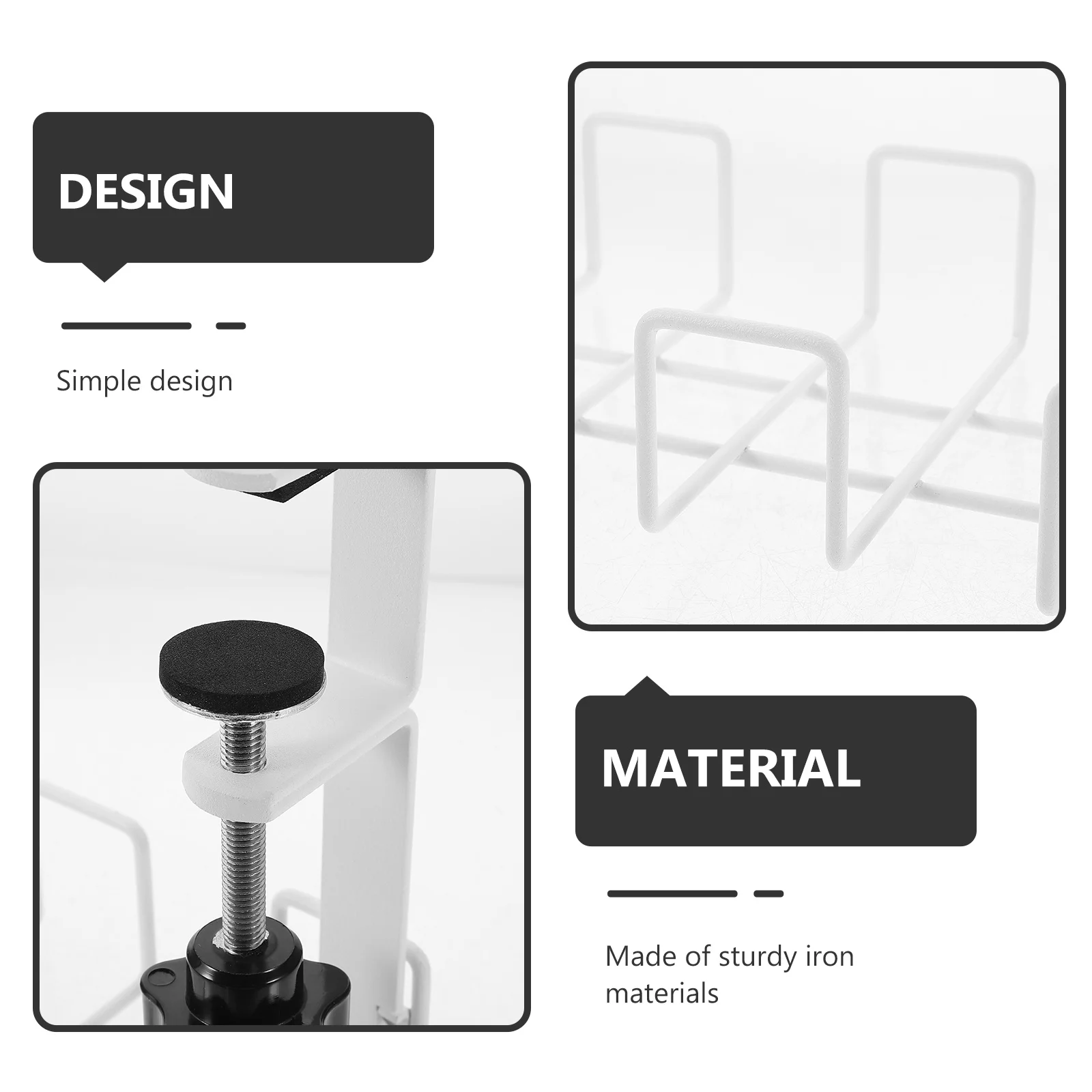 

Under Desk Cable Organizer Tray - Minimalist White Cable Management for Desktop, Strong Iron Build Cord Holder for Home Office