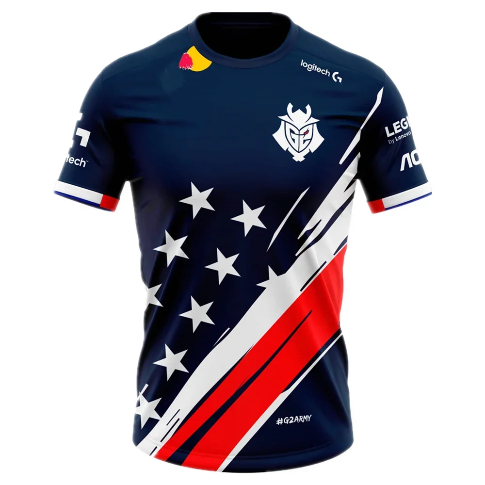 

Summer 3D Printed G2 Game National Team Uniform Men's Quick Dry T-shirt E-Sports Fans Short Sleeve Tops Fashion Oversized Tees