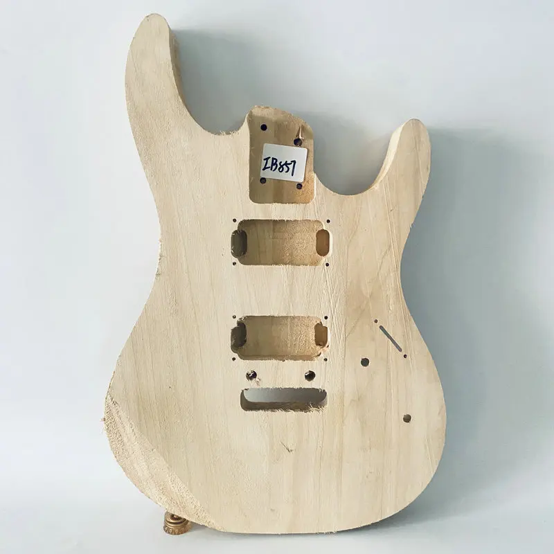 iB857 Custom Order Unfinished Electric Body 2 Pivots Bridges HH Pickups in Solid Basswood NO Paints DIY Replace ST Guitar Parts