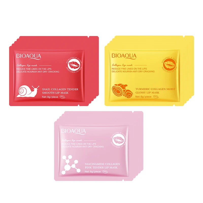 BIOAQUA الحلزون كريستال الكولاجين قناع الشفاه ترطيب طبطب الشفاه أقنعة هلام تبييض ترطيب الشفاه سمنة الشفاه العناية بالبشرة
