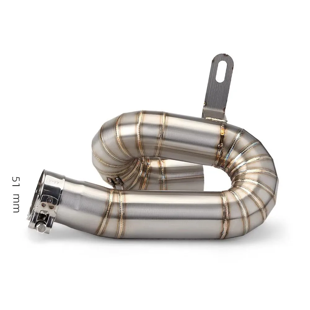 ل انتصار شارع الثلاثي 765 R S RS 2017-2024 الهروب الانزلاق على دراجة نارية العادم الأوسط وصلة الأنابيب 51 مللي متر الخمار ربط الأنابيب