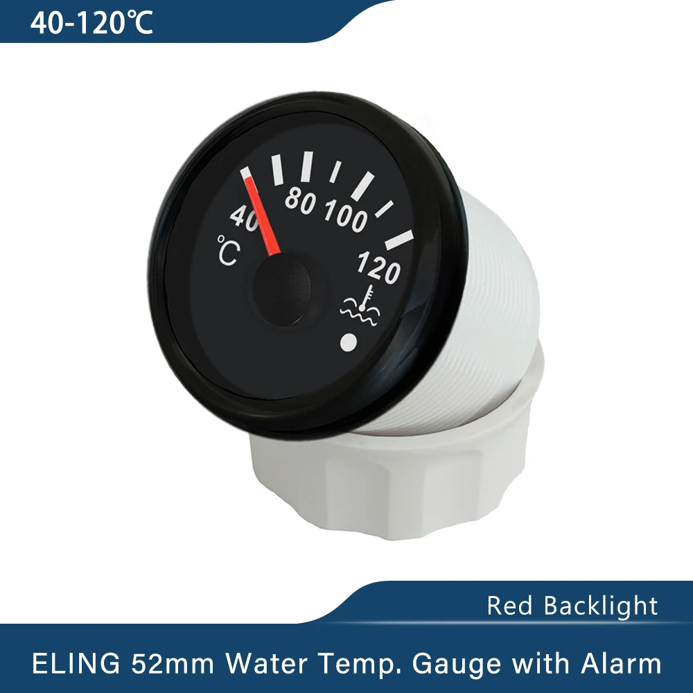 ELING-درجة حرارة المياه الشاملة للشاحنات واليخوت ، إشارة مقياس 52 مع إضاءة خلفية حمراء وإنذار بالضوء ، سيارة ، دراجة نارية ، قارب ، 40-شاف ℃