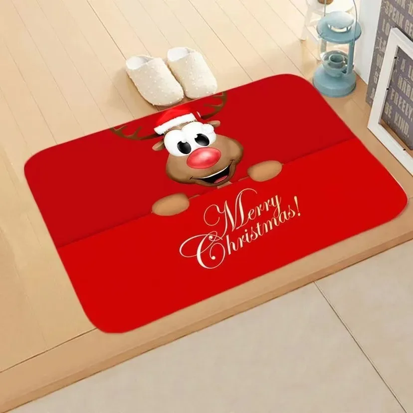 Santa Claus Entrance Doormat Christmas Decoration Welcome Mat Bath Mat Kitchen Rug Door Mat Funny Washroom Floor Mat
