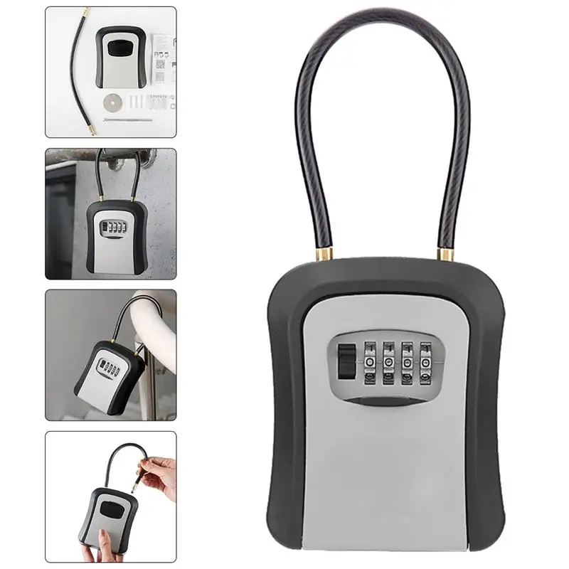 1PC Code Box Outdoor Keys Box Password Lock Box Outdoor Lock Box For House Security Wall Mount Key Storage Chain