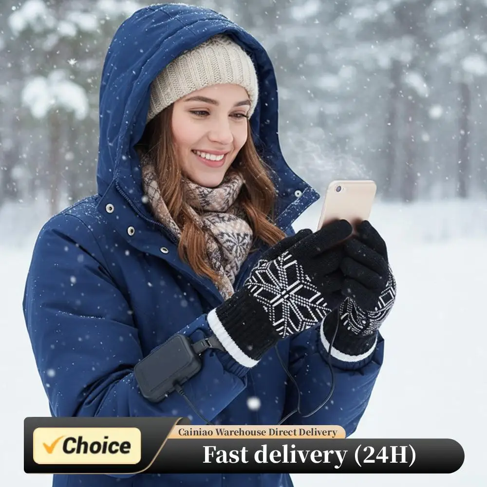 

USB Electric Heated Gloves Windproof Touchscreen Hand Warmer Wear Resist Thicken Cycling Glove for Outdoor Camping Hiking