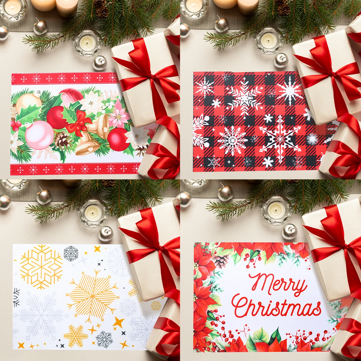 4Pcs Christmas Snowflake Placemats Christmas Decor For Home 2024 Dining Table Mats Coffee Cup Pad Mat Xmas New Year Gifts 2025