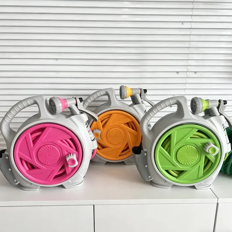 for 15m Lightweight Auto-Rewind Water Hose Reel with Function Spray Nozzle Hose