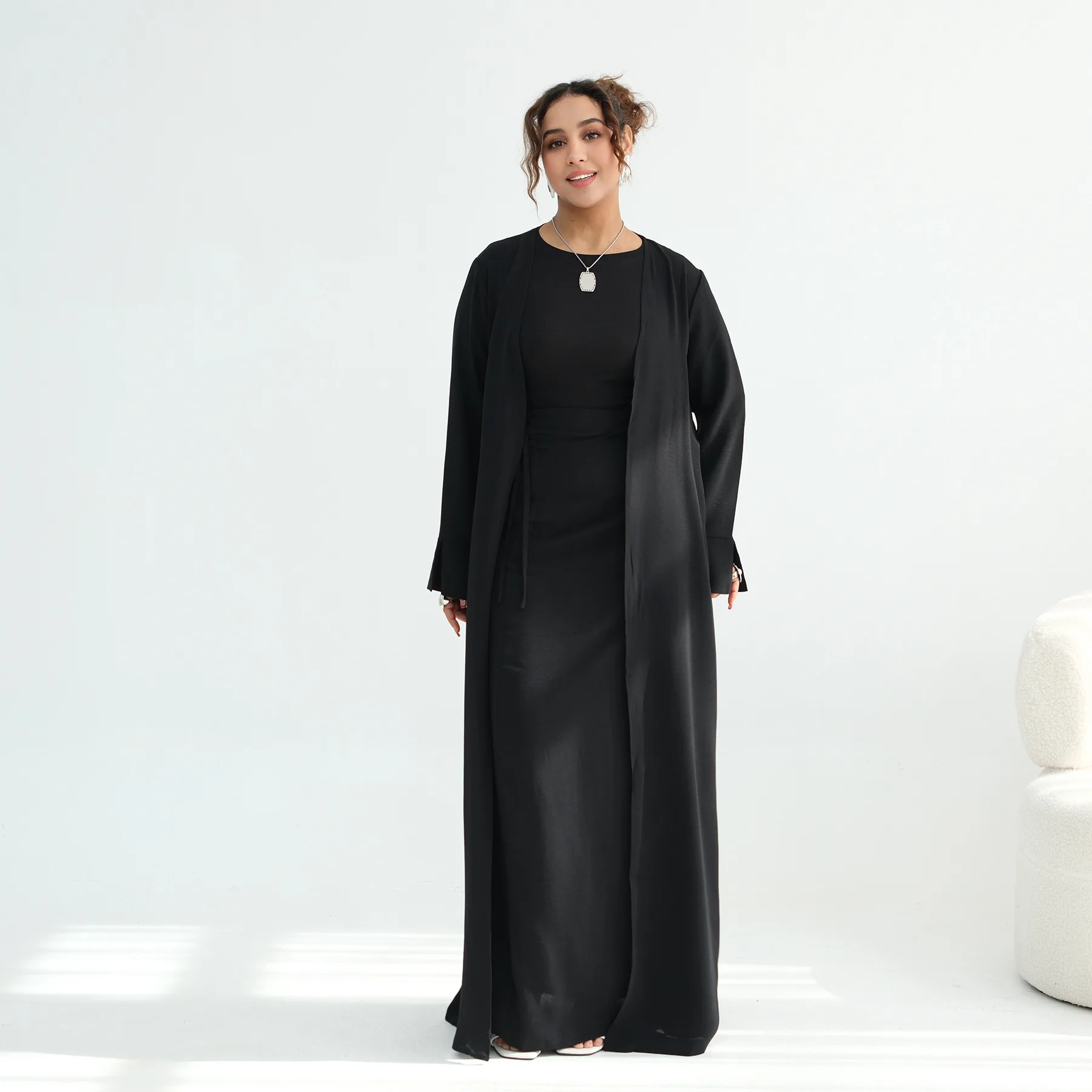 Eid Abaya Women Muslim Dress Islam Clothing Fashion Kimono Cardigan and Skirt 2 Piece Set Dubai Kaftan Kimono Jalabiya Ensembles