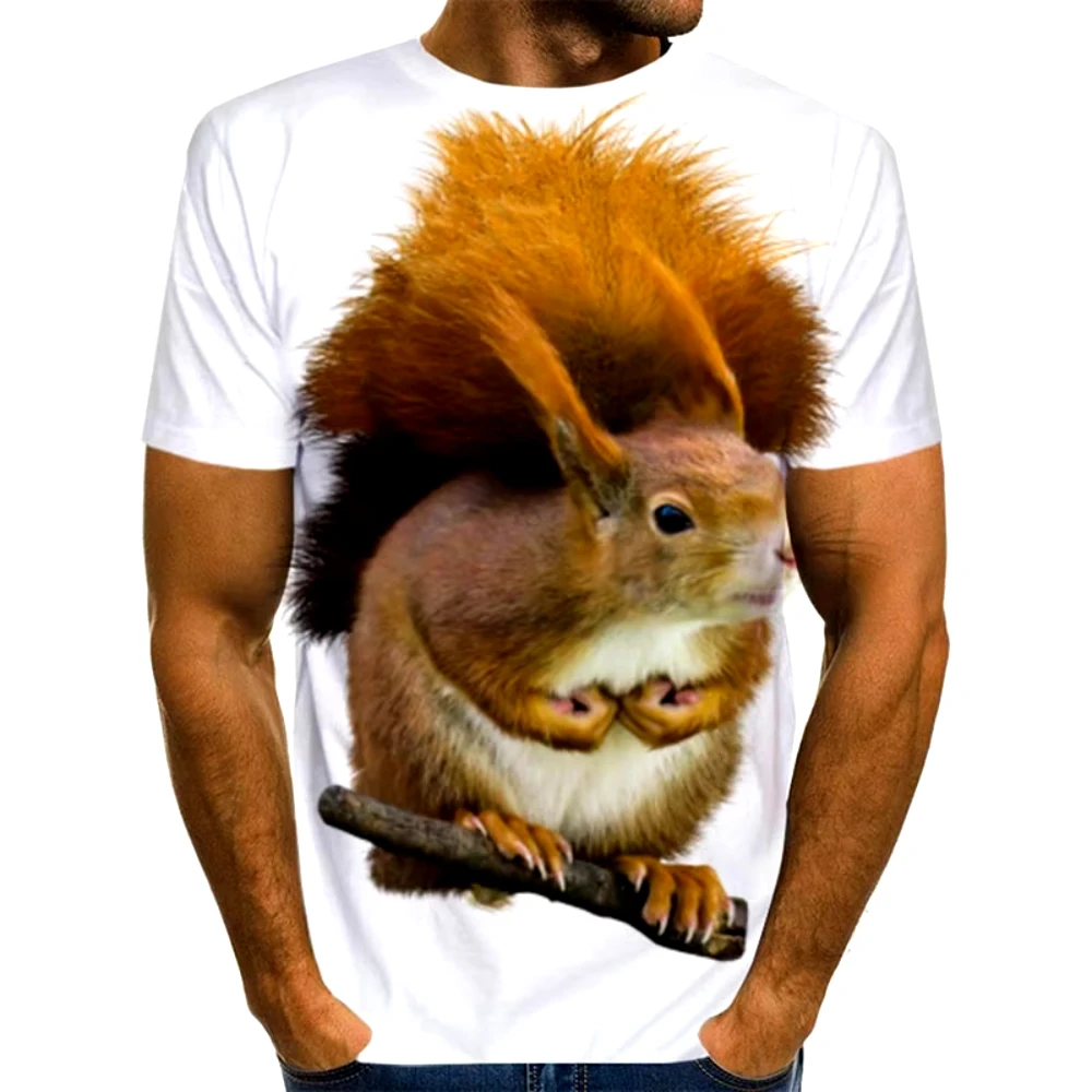 الرجال والنساء مضحك الحيوان تي شيرت ، السنجاب والكلب 3D الطباعة ، الهيب هوب قمم ، تيشيرتات للأطفال ، ملابس الصيف ، الموضة