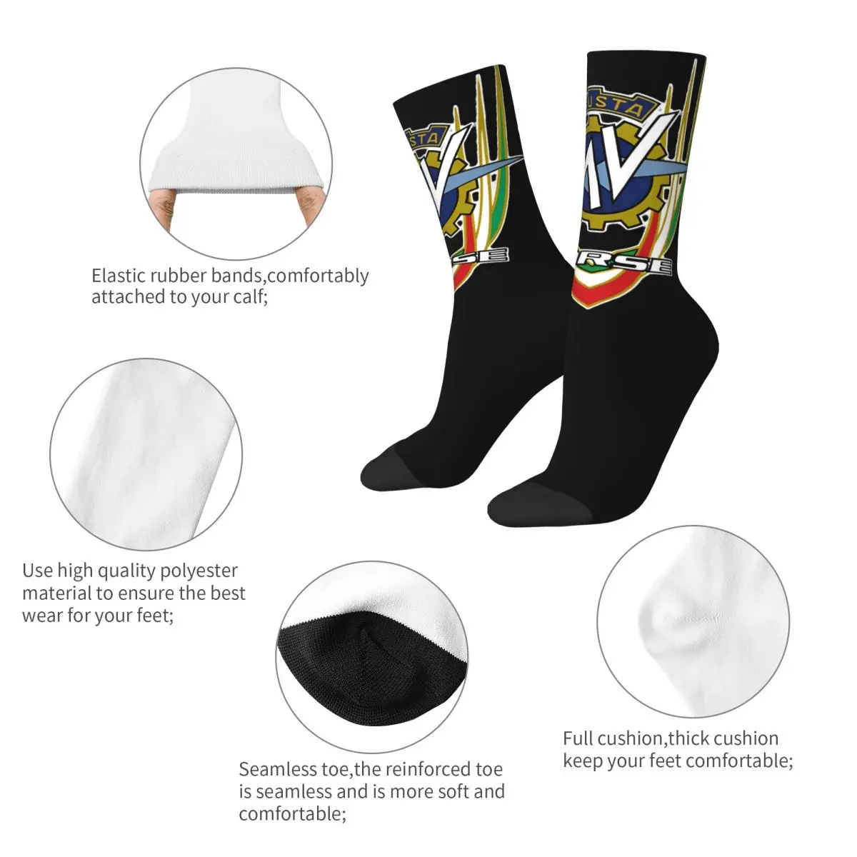 Hip-hop MV Agusta Corse Soccer Socks Polyester Middle Tube Socks for Women Men