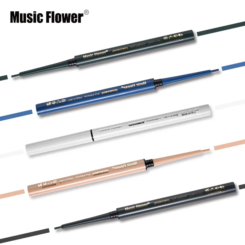 Music Flower 12 Color Gel Eyeliner Pencil Automatic Waterproof Eye Makeup Black Blue Eyleliner Long Lasting Shimmer Cosmetics