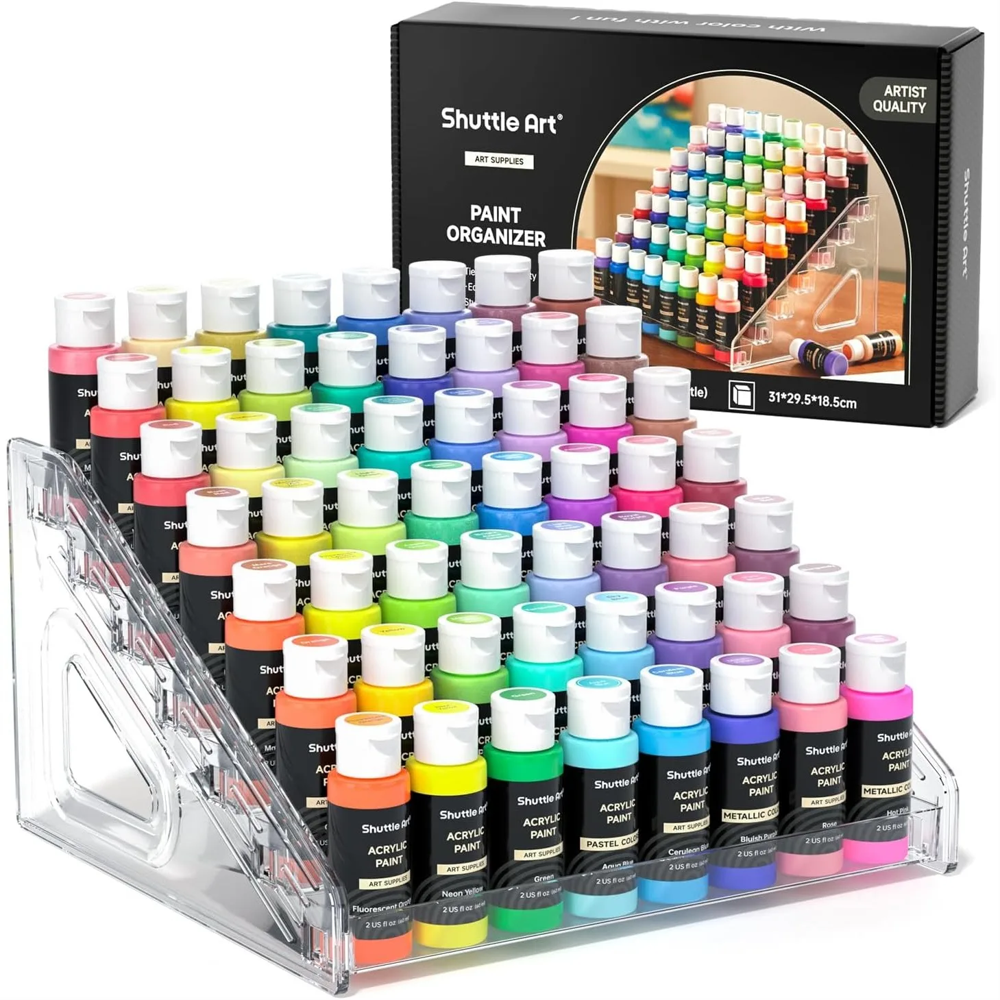 

7 Layer Acrylic Paint Organizer with Snap On Design for Craft Supplies and Nail Polish