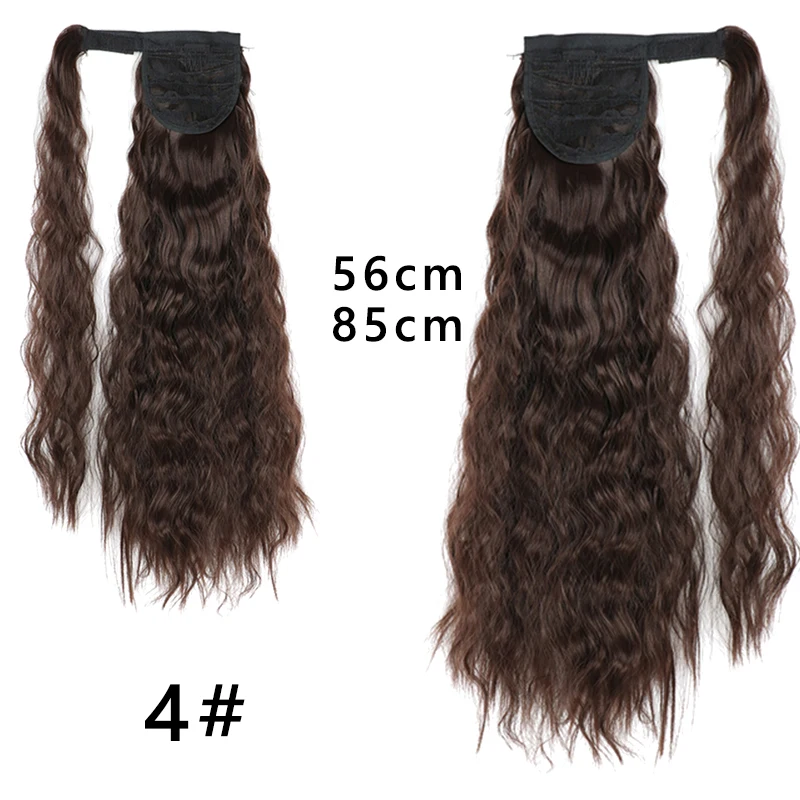 Paardenstaart Voor Zwarte Vrouwen Corn Wave Black Hair Extensions Lange Golvende Paardenstaart Extensie Synthetische Krullend Paardenstaart Extensions Voor Da