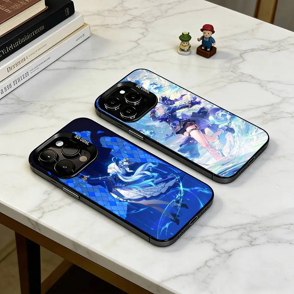 

F-Furina - Genshin Impact Phone Case For iPhone 17,16,15,14,13,12,11 Plus,Pro Max,XS,Colored Silver Plated Inside Cover
