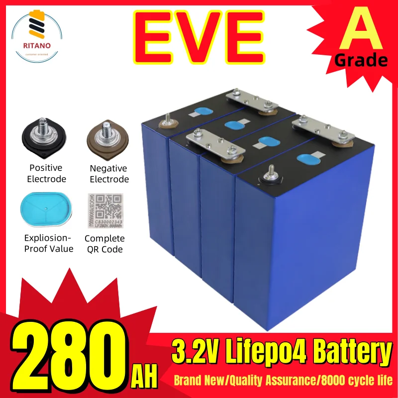 Original Brand 280Ah Lifepo4 3.2V 280Ah 304Ah 314Ah Lithium Ion Battery Pack Grade A Prismatic Lifepo4 Battery Cell 3.2V