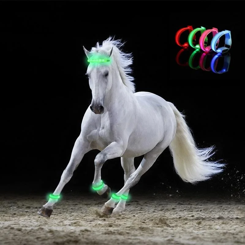 4 stücke Reit Versorgung LED Leucht Pferd Bein Riemen Reiten Sicherheit Warnung Gürtel Nacht Sichtbar Pferde Legging Dekoration