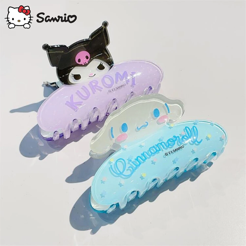 Kawaii Sanrio Y2K Anime Hello Kitty Hair Clip Cute Kuromi Cinnamoroll Acrylic Girl Big Clip Hair Bun Student Hairpin Hair Gift