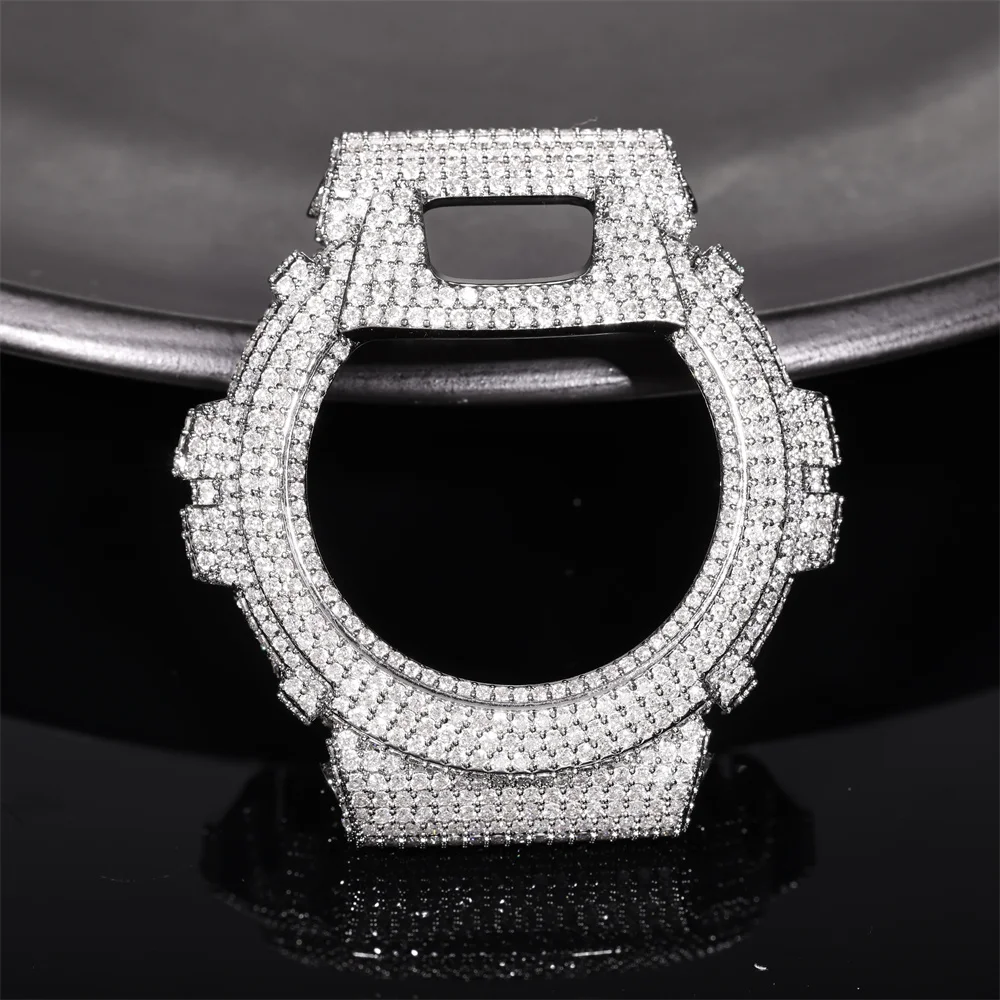 Icedminer VVS Moissanite Watch Case For CAS** DW6900 Brass Pass Diamonds Tester With GRA Wrist Diamonds Case Free Shipping