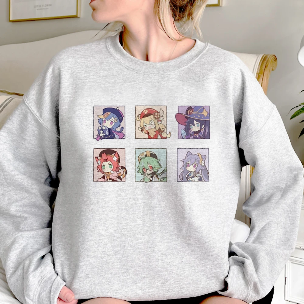 Genshin Impact-sudaderas con capucha para mujer, estilo coreano Kawaii, Camisa con capucha de lana para mujer