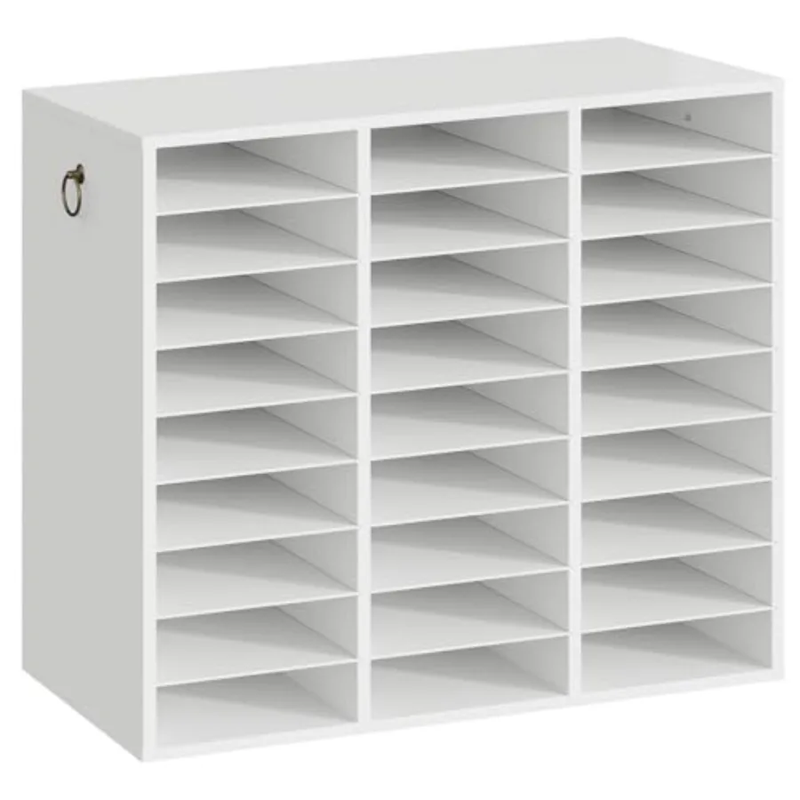 

Органайзер для документов с 27 отделениями, деревянный настольный сортировщик для бумаг с регулируемыми полками для дома и офиса