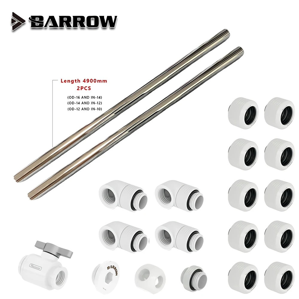 Barrow Metal Hard Tube Fitting Kit Use for OD12mm/14mm/16mm Hard Tube /3 way /Switch /Plug DIY Computer Water Liquid Cooling Set