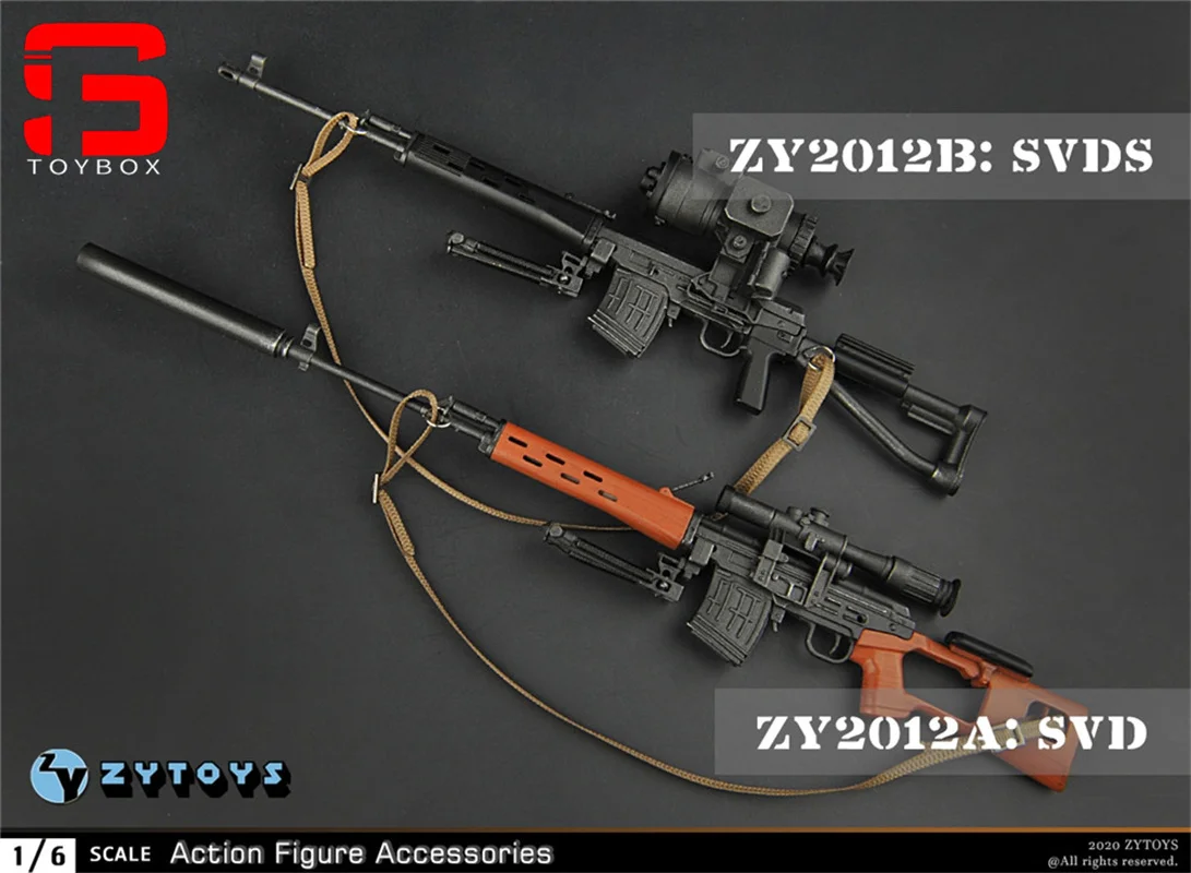 ZYTOYS ZY2012 1/6 SVD SVDS Sniper Rifle Gun Model 20cm Plastic Weapon Scene Accessories Props For 12" Soldier Action Figure Body