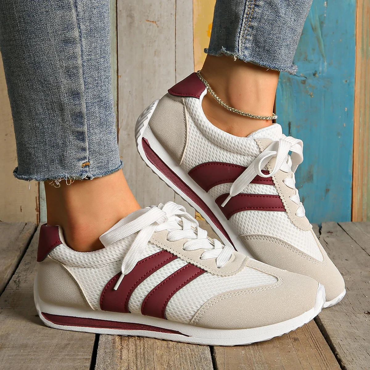 

Spring/summer Women's Sneakers Casual Platform Female New Striped Casual Running Shoes Comfortable Vulcanized Shoes