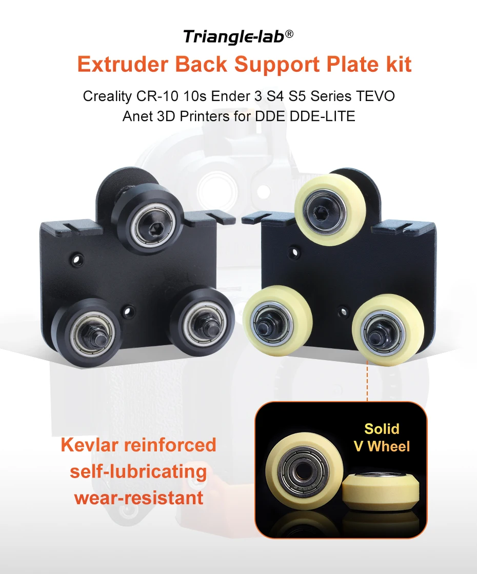 Trianglelab Rückenstützplatten-Kit Kevlar Solid V Wheel für Creality CR-10 10s Ender 3 S4 S5 Serie/ TEVO Anet 3D-Drucker – Detail 1