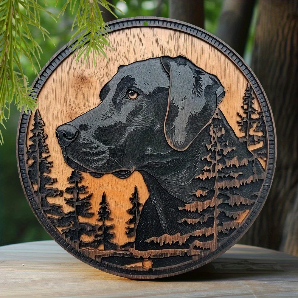 Rustic 8'' Round Labrador Retriever Metal Sign - Spring Decor & Perfect Gift for Dog Lovers