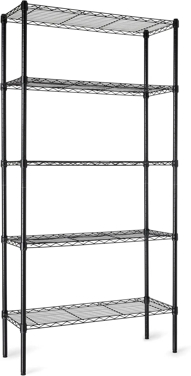 

5-Shelf Adjustable Heavy Duty Steel Wire Storage Rack for Kitchen Garage, 36x14x72 Inches, Black