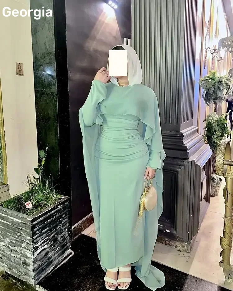 

فساتين سهرة Customized Dresses For Special Events Floor-Length Scoop Neckline Cocktail Dresses Long Sleeves Formal Occasion Dres