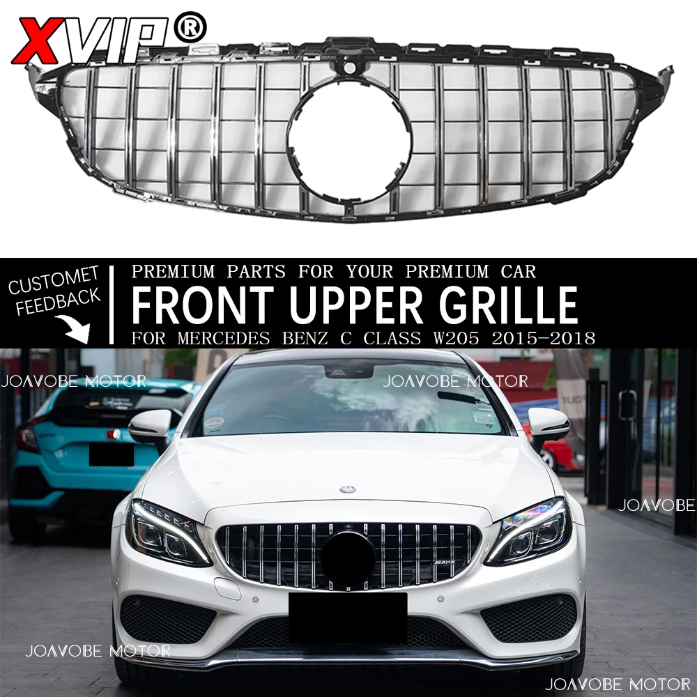 

Хромированные серебристые верхние решетки в стиле GTR W/360 для Mercedes Benz C-Class W205 2015-2018 C180 C200 C250 C300 C350 C400 C43 AMG