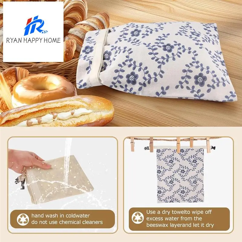 

2-Pack Large Reusable Beeswax Bread Bags For Sourdough, Linen Storage Bags For Freshness And Refrigeration