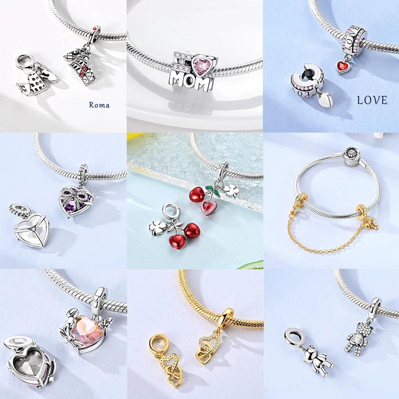 925 Sterling Silber Charm Herz Elefant Baum Reise-Perlenanhänger Passend für Europäische Armbänder DIY Damenschmuck Geschenk 2026 – Detail 11