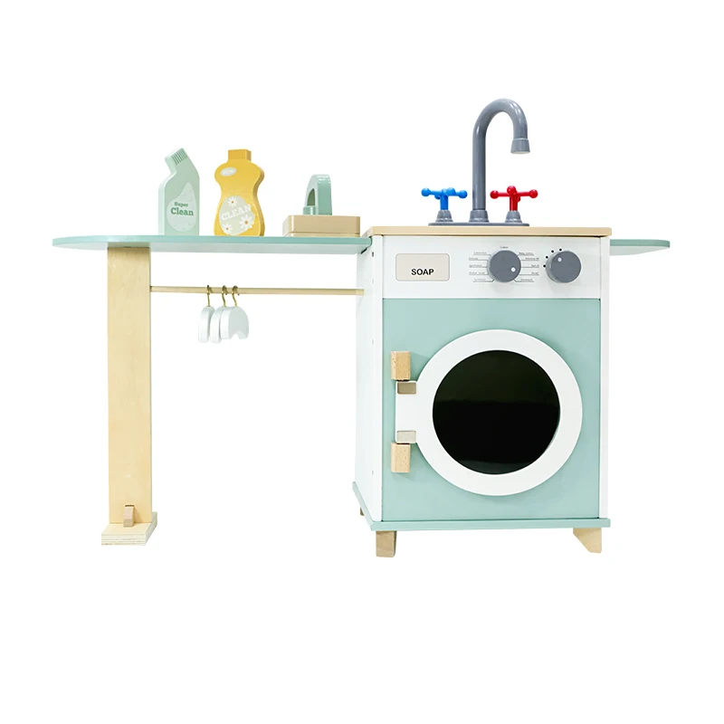 Baby Wooden Toy Children's wooden simulation washing machine toy Baby Role Play Educational Toy  Children's interactive game Toy