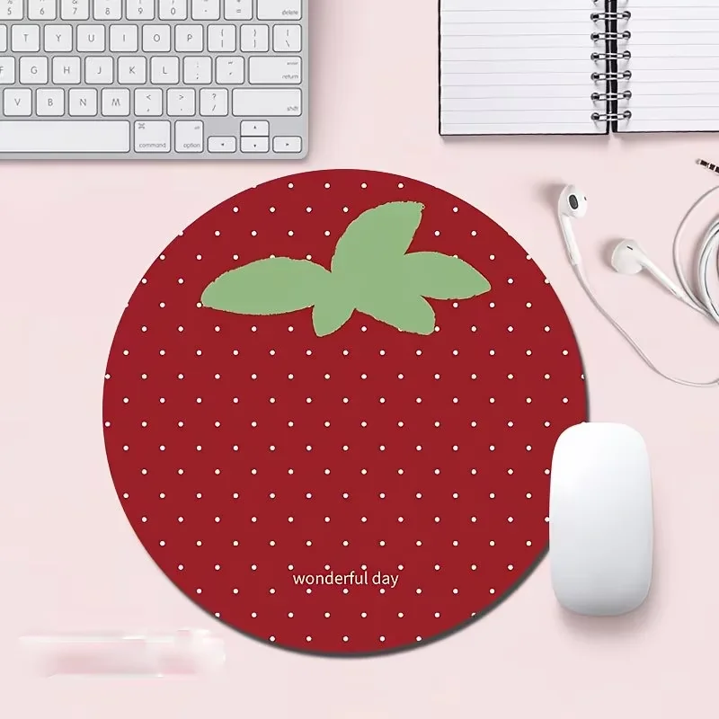 Kawaii Sweet Strawberry Wave Point Creative Rubber Mouse Pad Anti Slip Waterproof Office Computer Game Desktop Decoration