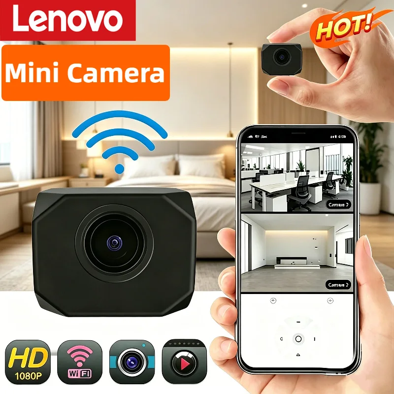 Lenovo Wireless Camera 4K Surveillance Security Mini Video Cam Night Vision Motion Detect Camcorder Mini Monitor Smart Home