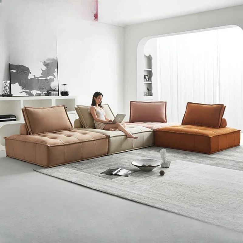 

Module Italian square tofu block fabric matte cloth single sofa