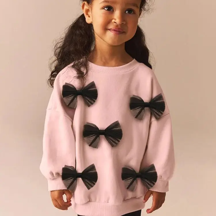 

Autumn Winter Fashion Kids Clothes Big Bowknot Tops Children's Clothing Long Sleeve O Neck Sweatshirt Toddler Girls Pullover