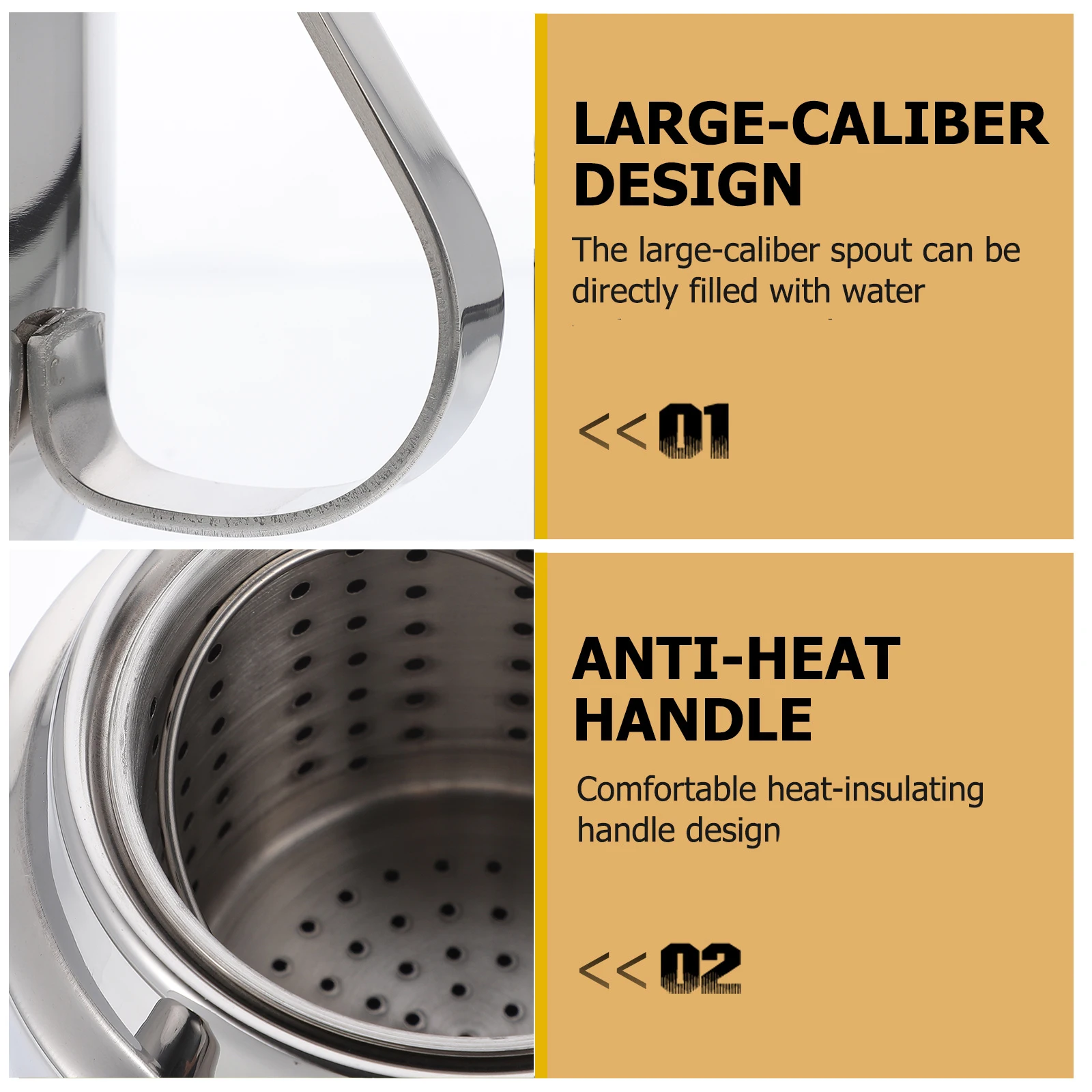 

Stainless Steel Teapot Thickened Design Large Capacity Water Kettle Kitchen Office Strainer Kettle Tea Holder Multipurpose