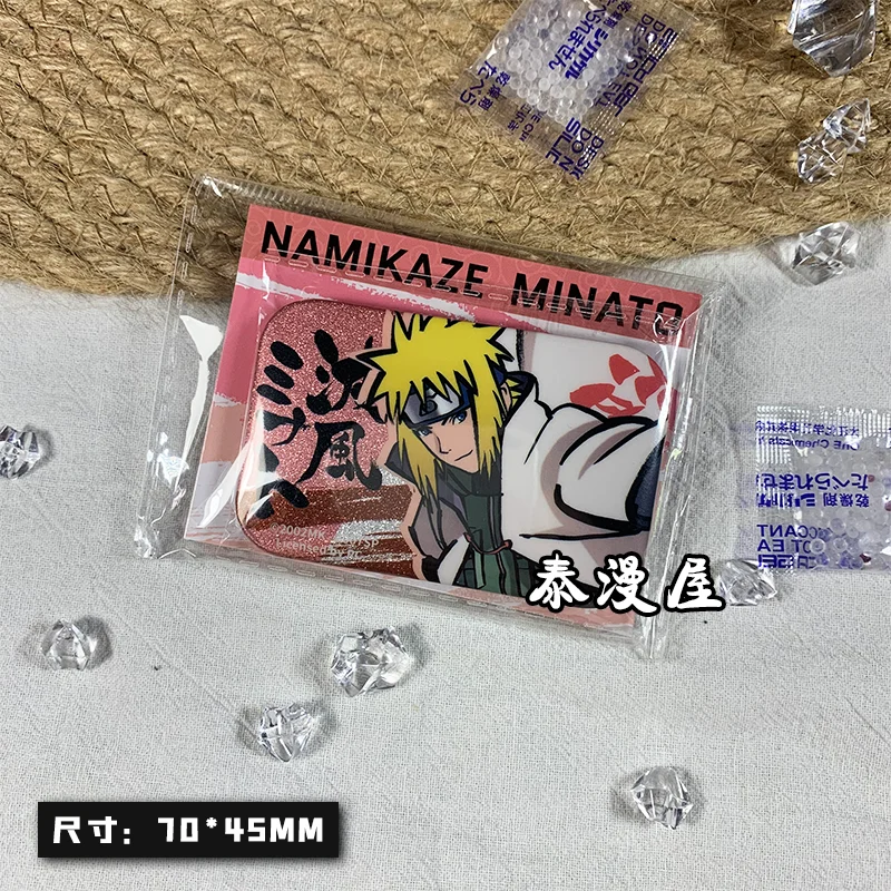 Naruto Ink Bar Chi Sasuke Kakashi Minato Fine Flash Square Badge Anime Character Peripheral Children\'s Birthday Gift 7*4.5cm