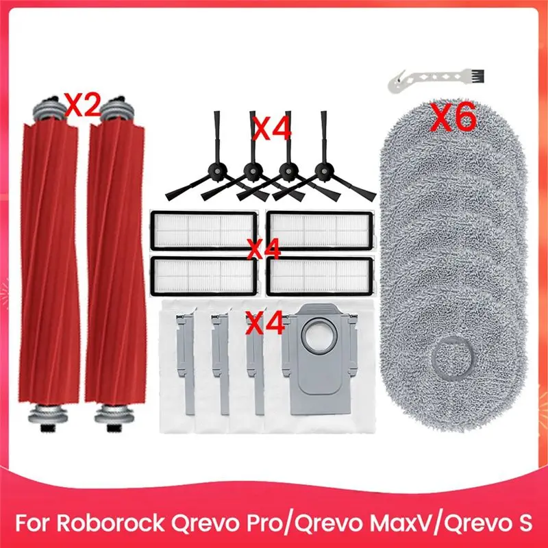 

Запасные части для пылесосов Roborock Qrevo Pro/Qrevo Maxv/Qrevo S: основная и боковые щетки, фильтры, салфетки для влажной уборки, мешки для сбора пыли.