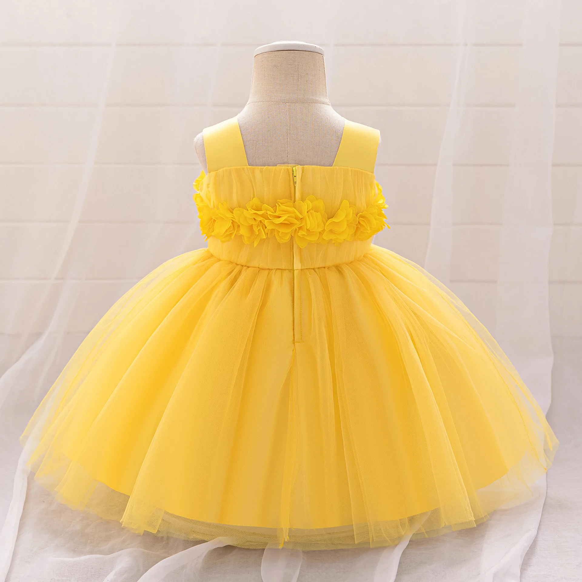 Baby Toddler 3D Flower Girl Birthday Party Graduation Ceremony Dance Party Pageant Dress