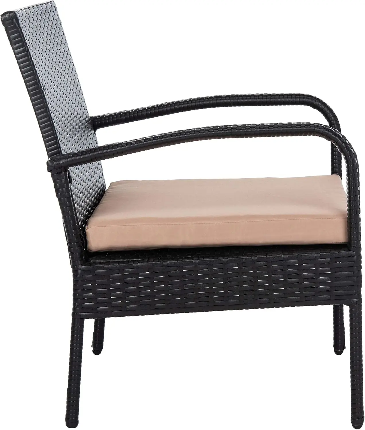 Conjunto Pátio Lounge e Bistro com Mesa, Coleção Exterior, Rattan, Almofada Bege, 3 Peças