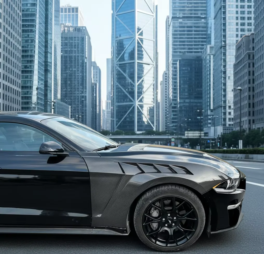 Fits for Ford Mustang GTD Style Carbon Fiber Fenders 2015-2023 Side Fender Regular Style for Modification.
