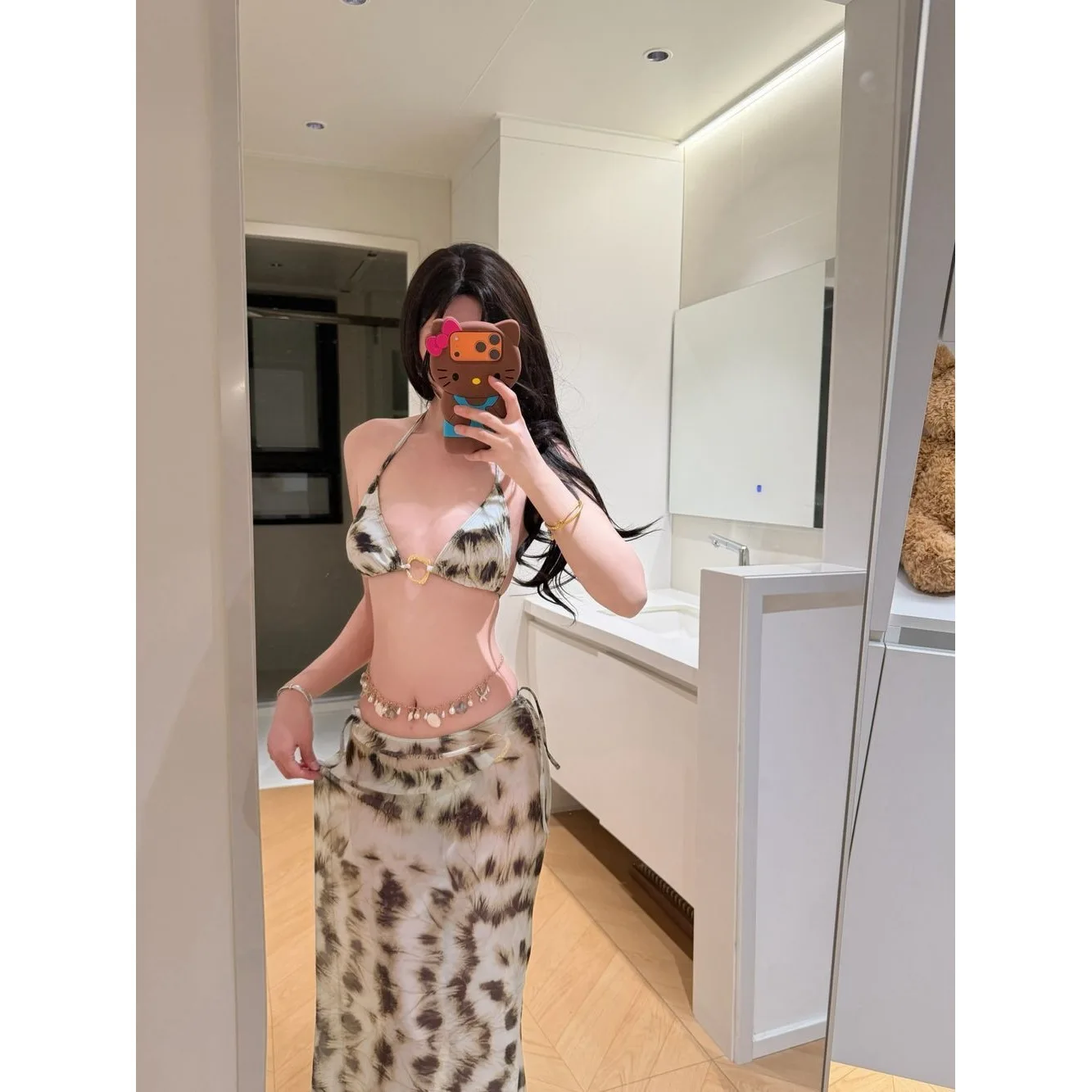 Smudge Sexy Bikini Three-piece Long Dress Split Swimsuit Women's Beach Skirt Vacation Island